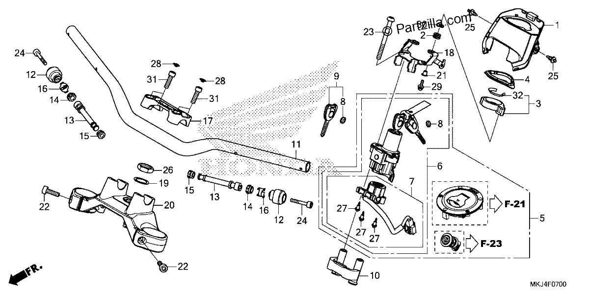 Diagrama de HANDLEBAR TOP BRIDGE