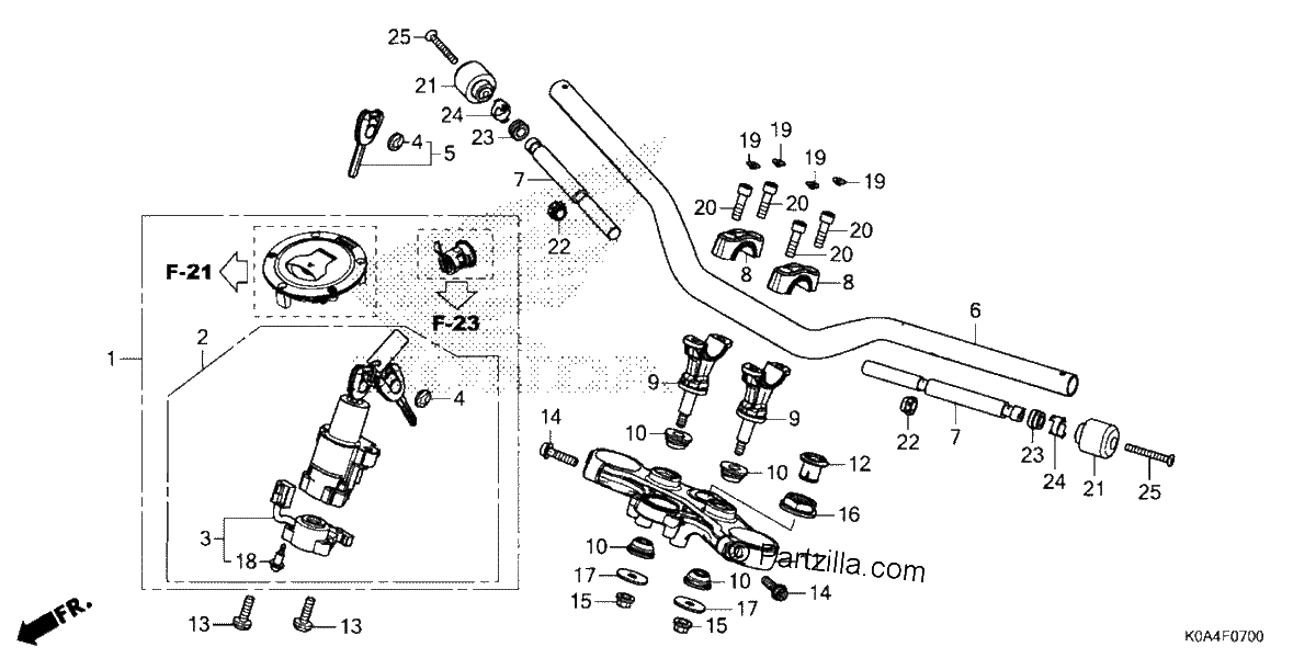 Diagrama de HANDLEBAR TOP BRIDGE