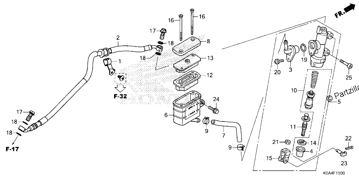 Diagrama de REAR BRAKE MASTER CYLINDER 1