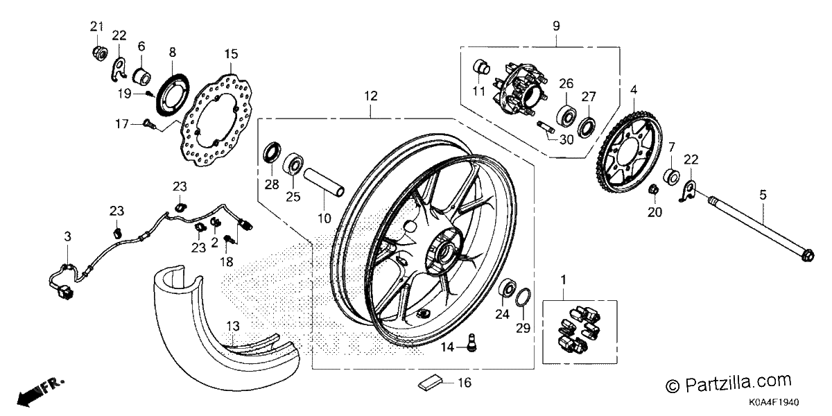 Diagrama de REAR WHEEL