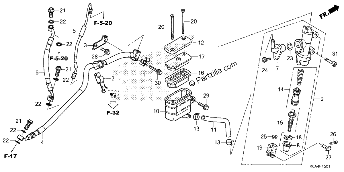 Diagrama de REAR BRAKE MASTER CYLINDER 2