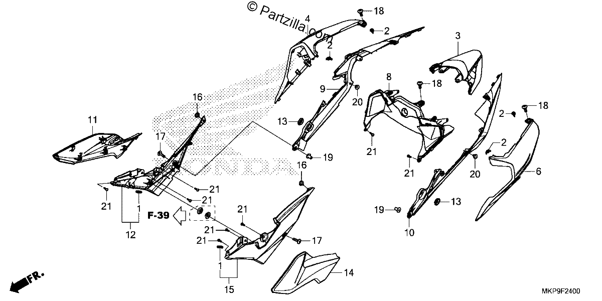 Diagrama de SIDE COVER REAR COWL