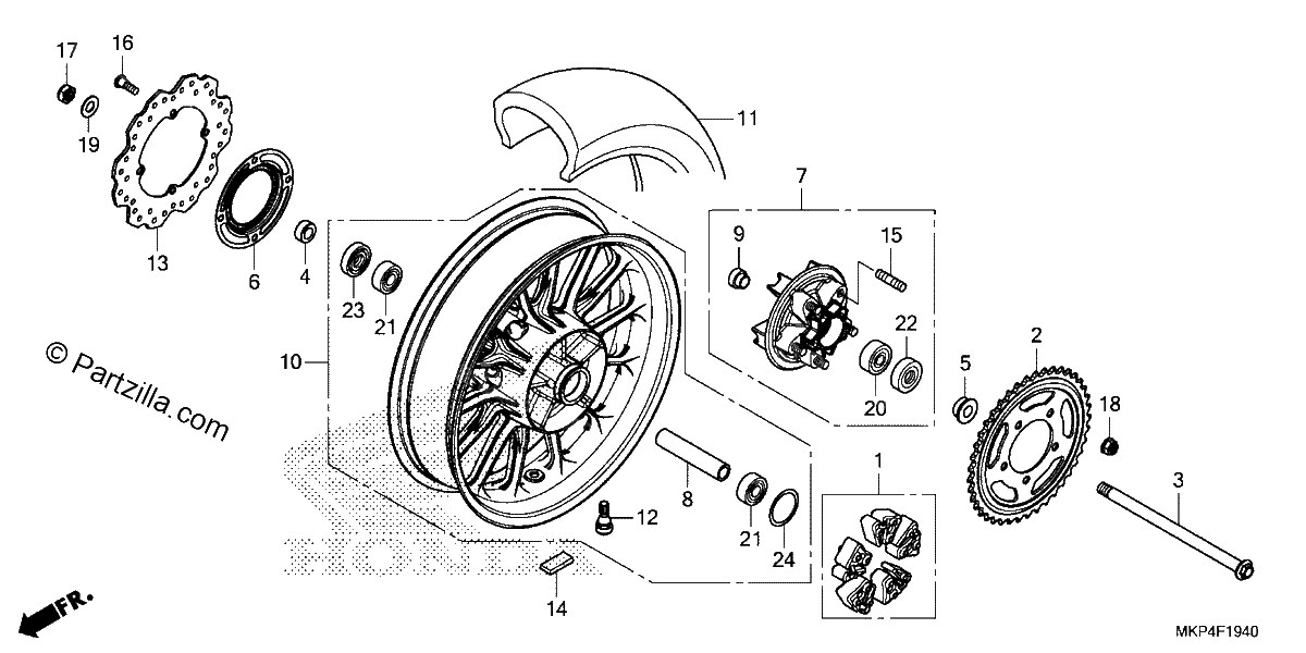 Diagrama de REAR WHEEL