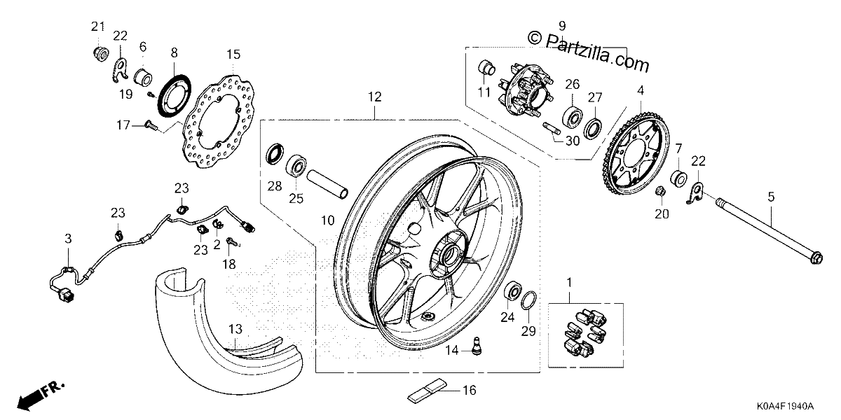 Diagrama de REAR WHEEL 1