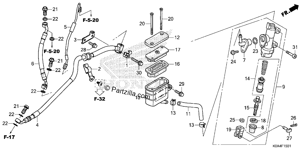 Diagrama de REAR BRAKE MASTER CYLINDER 2