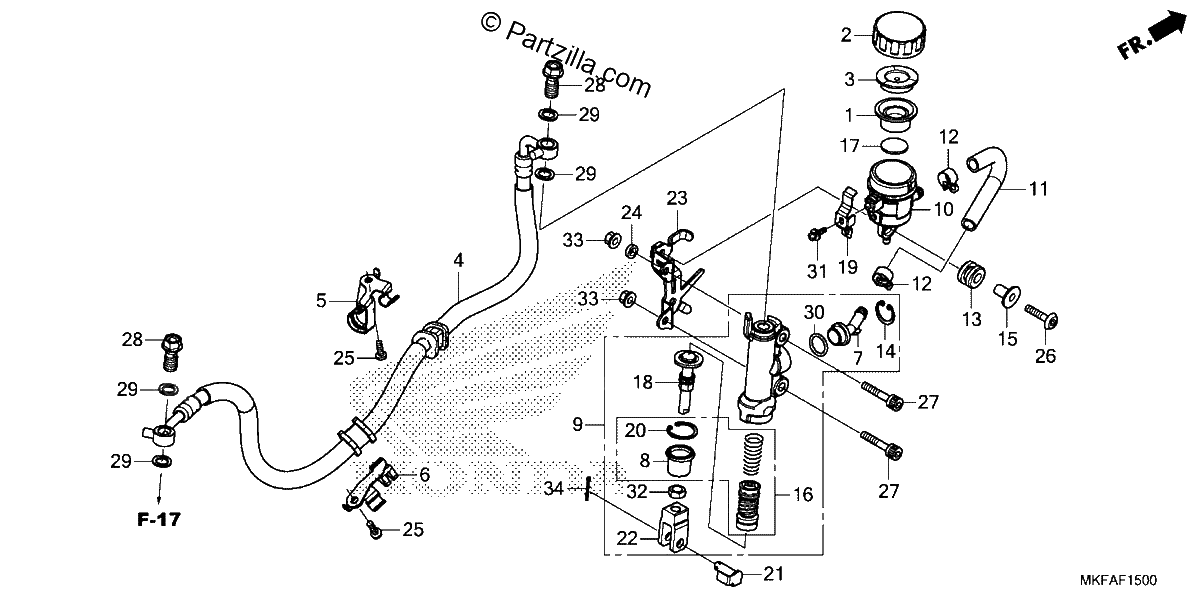 Diagrama de REAR BRAKE MASTER CYLINDER 1
