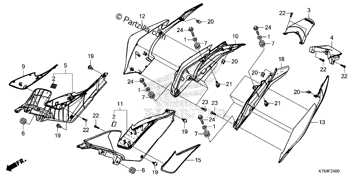 Diagrama de SIDE COVER REAR COWL