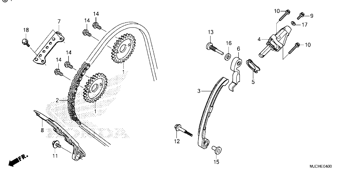 Diagrama de CAM CHAIN TENSIONER