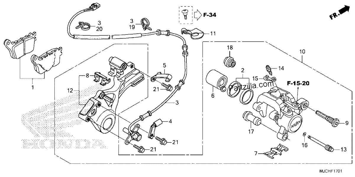 Diagrama de REAR BRAKE CALIPER 2