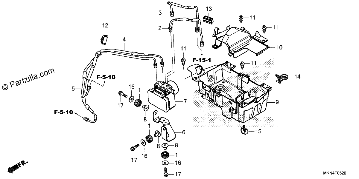 Diagrama de ABS MODULATOR TRAY