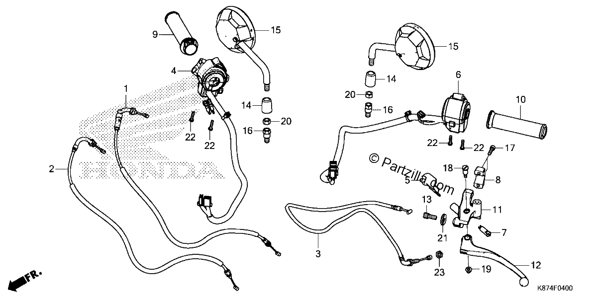 Diagrama de HANDLE LEVER SWITCH CABLE MIRROR