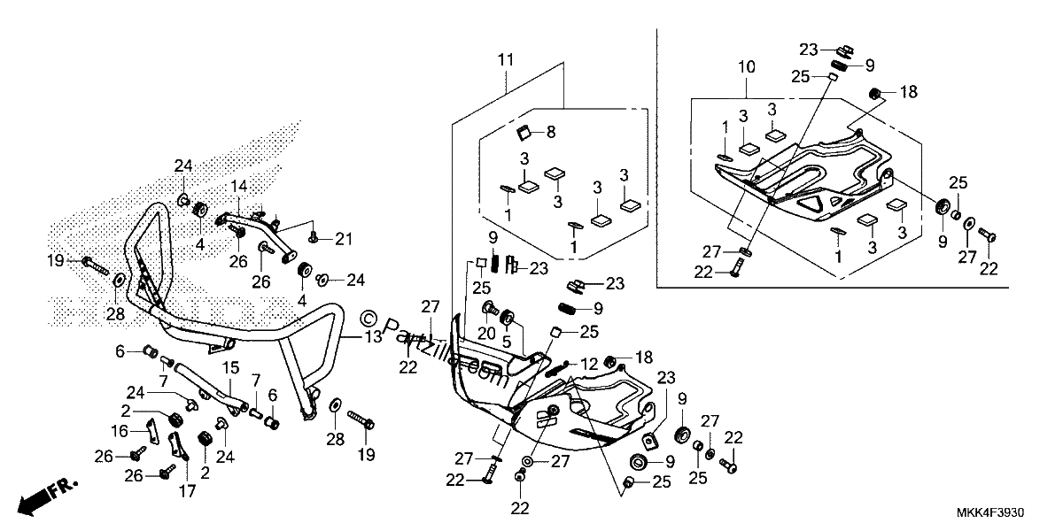 Diagrama de FRONT SIDE PIPE SKID PLATE