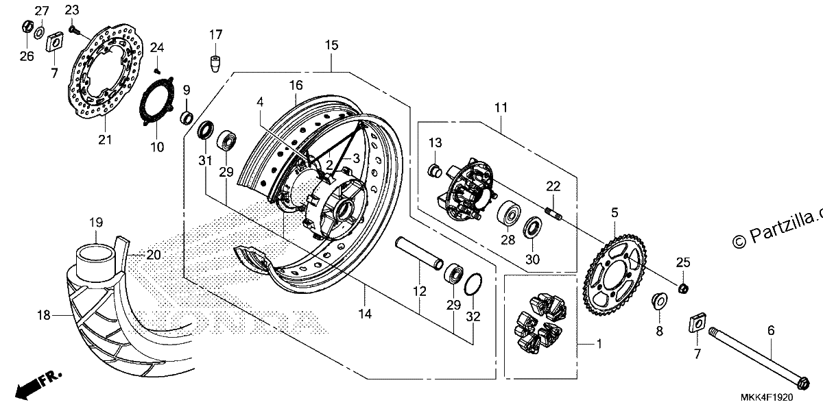 Diagrama de REAR WHEEL