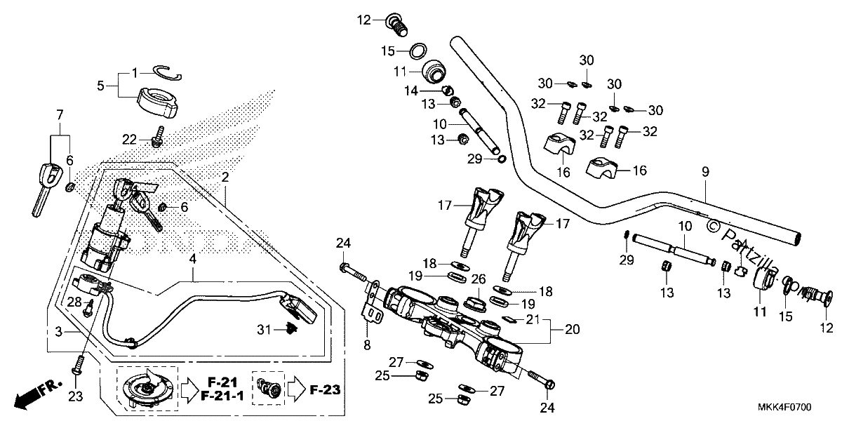 Diagrama de HANDLEBAR TOP BRIDGE