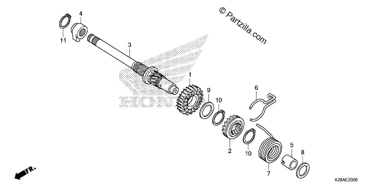 Diagrama de KICK STARTER SPINDLE