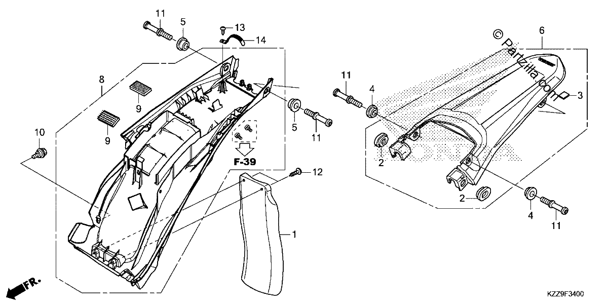 Diagrama de REAR FENDER