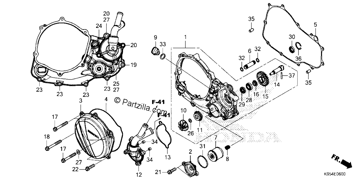Diagrama de RIGHT CRANKCASE COVER WATER PUMP