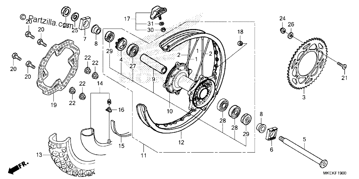 Diagrama de REAR WHEEL