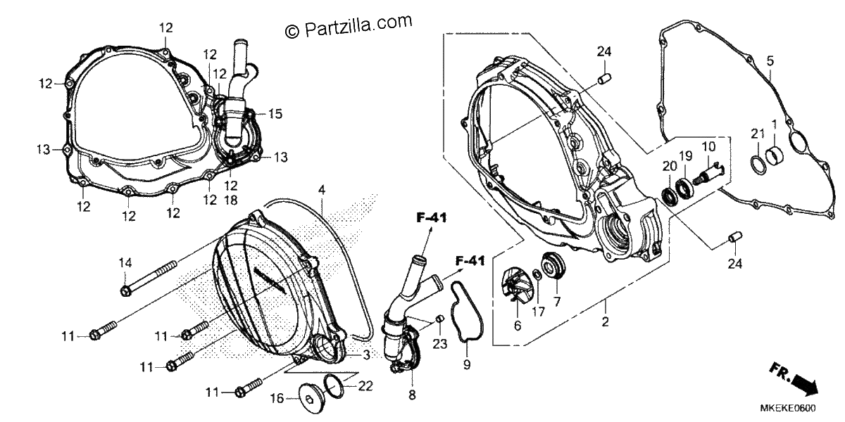 Diagrama de RIGHT CRANKCASE COVER WATER PUMP