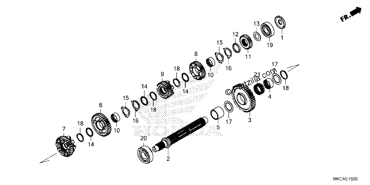 Diagrama de TRANSMISSION COUNTERSHAFT