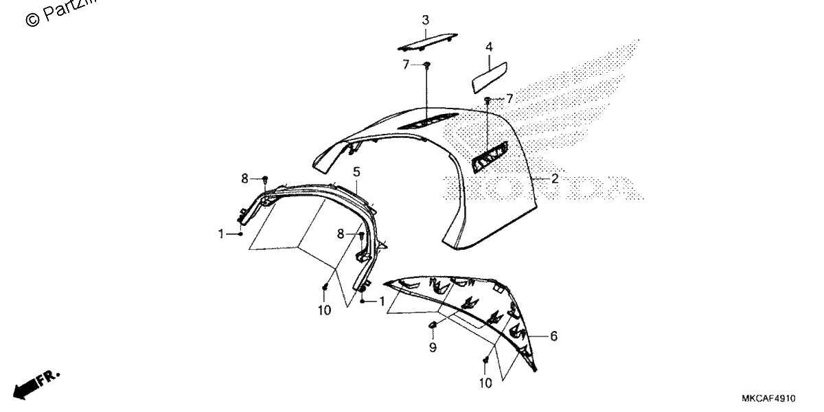 Diagrama de REAR CENTER TOP COVER