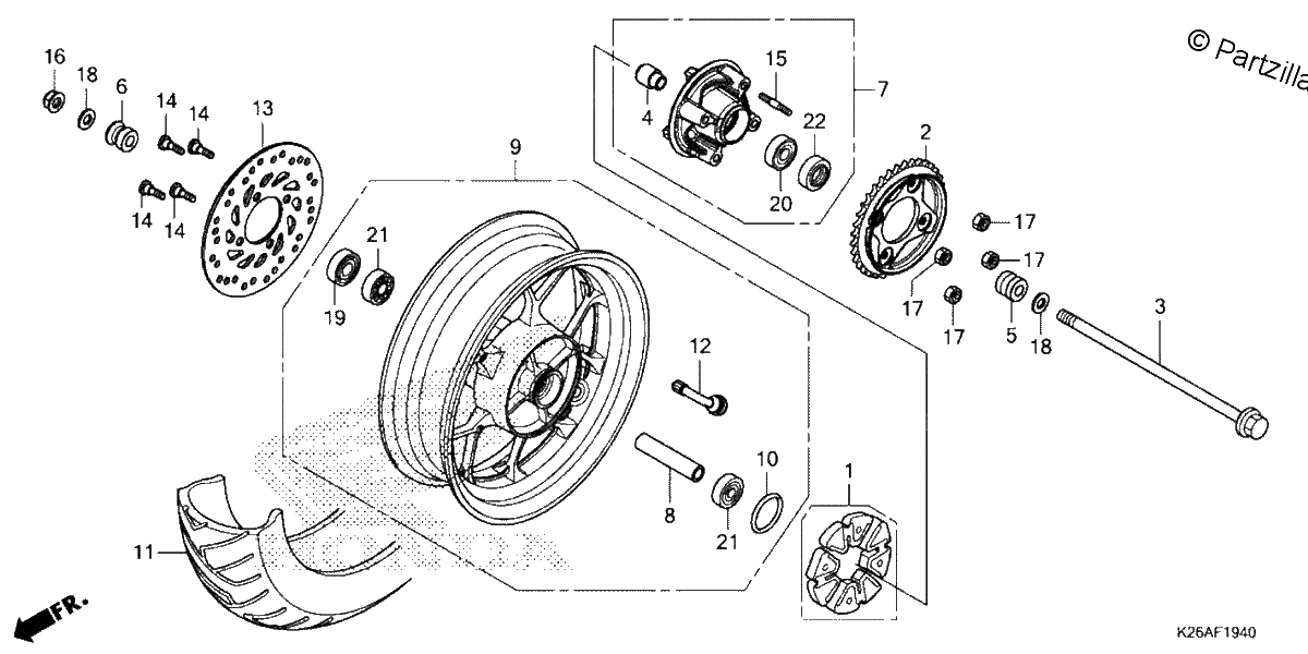 Diagrama de REAR WHEEL