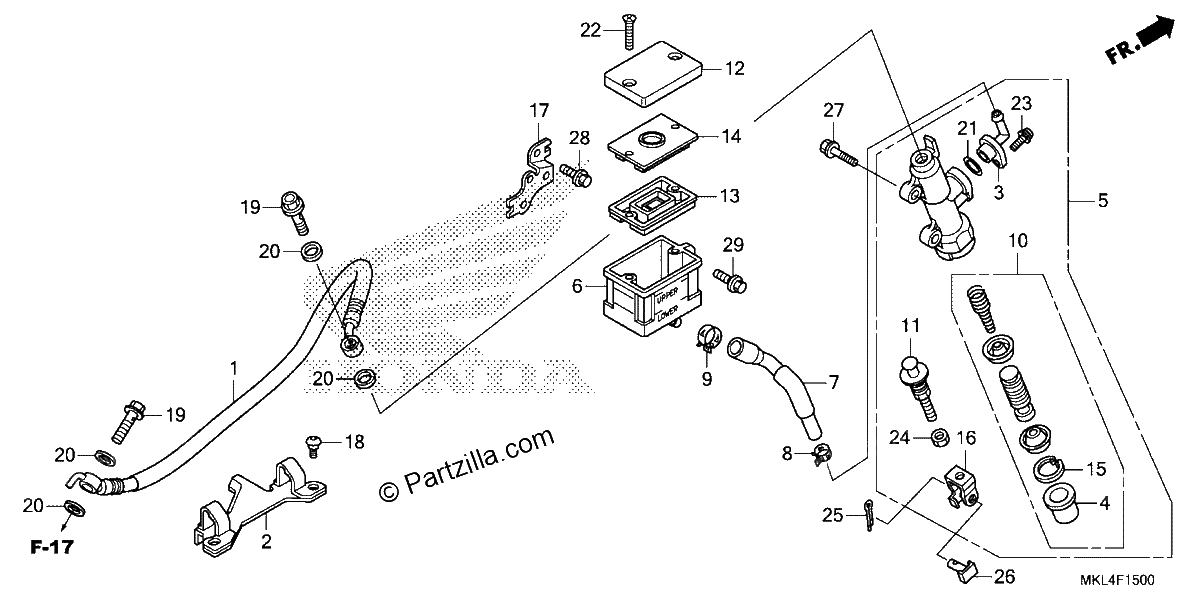 Diagrama de REAR BRAKE MASTER CYLINDER 1