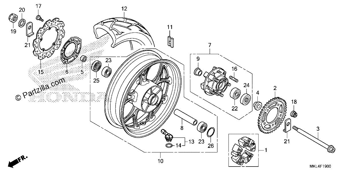 Diagrama de REAR WHEEL