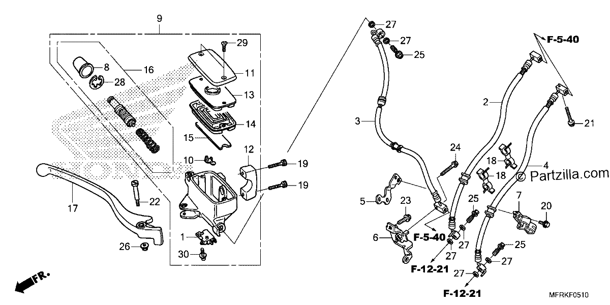 Diagrama de FRONT BRAKE MASTER CYLINDER 2