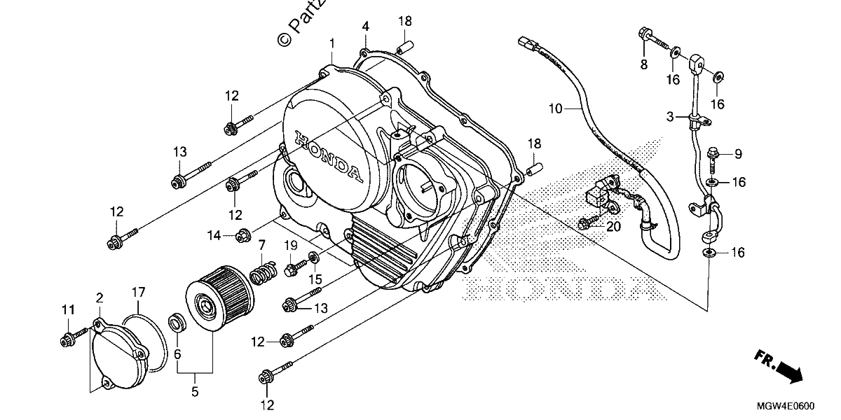 Diagrama de RIGHT CRANKCASE COVER