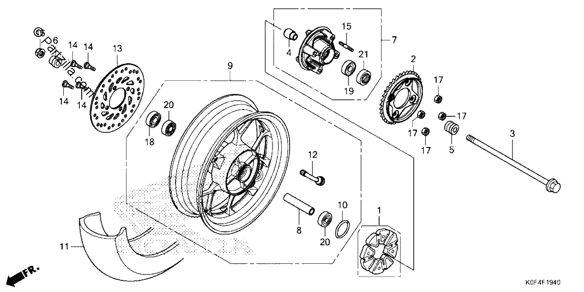 Diagrama de REAR WHEEL