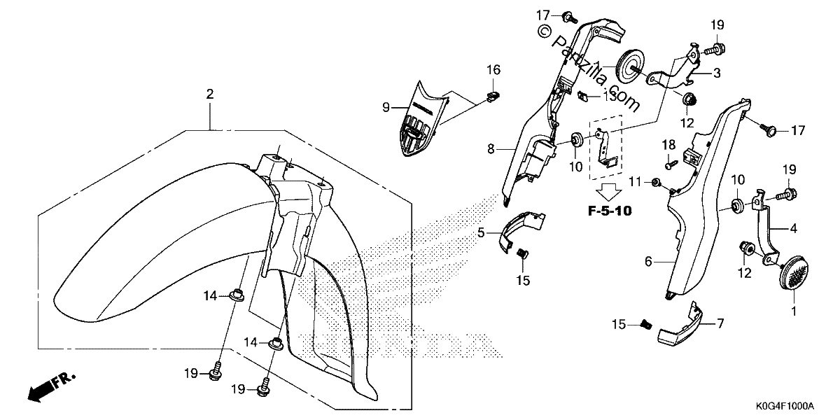 Diagrama de FRONT FENDER FRONT FORK COVER