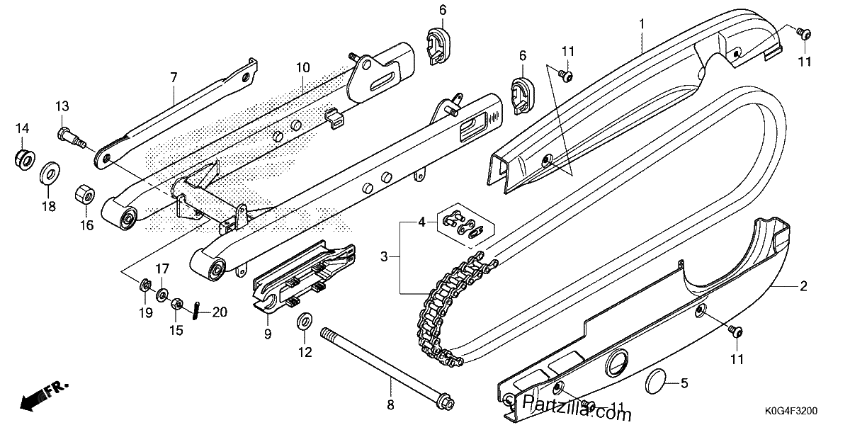 Diagrama de SWINGARM CHAIN CASE
