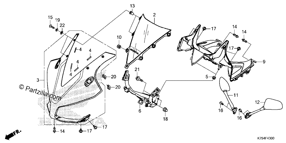 Diagrama de UPPER COWL