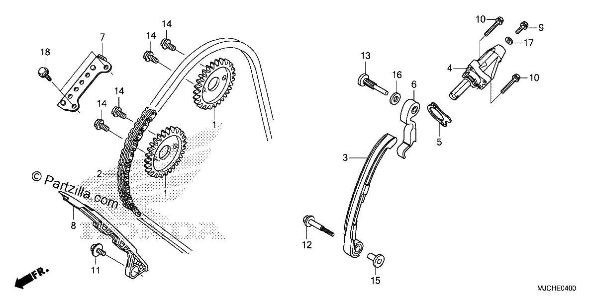 Diagrama de CAM CHAIN TENSIONER