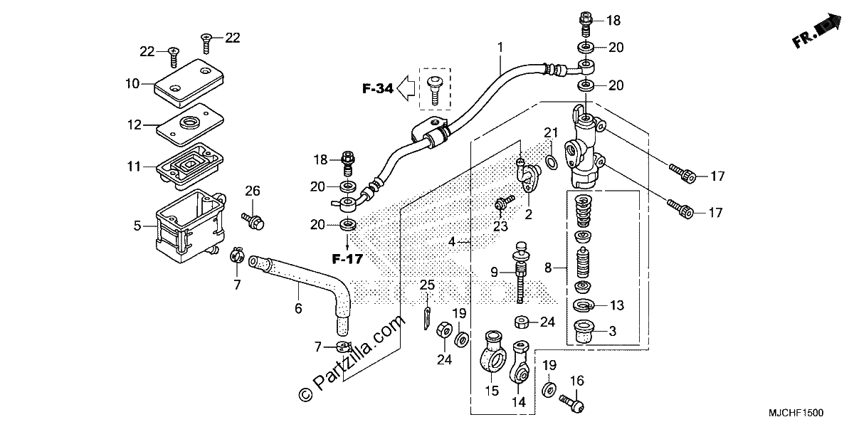 Diagrama de REAR BRAKE MASTER CYLINDER 1