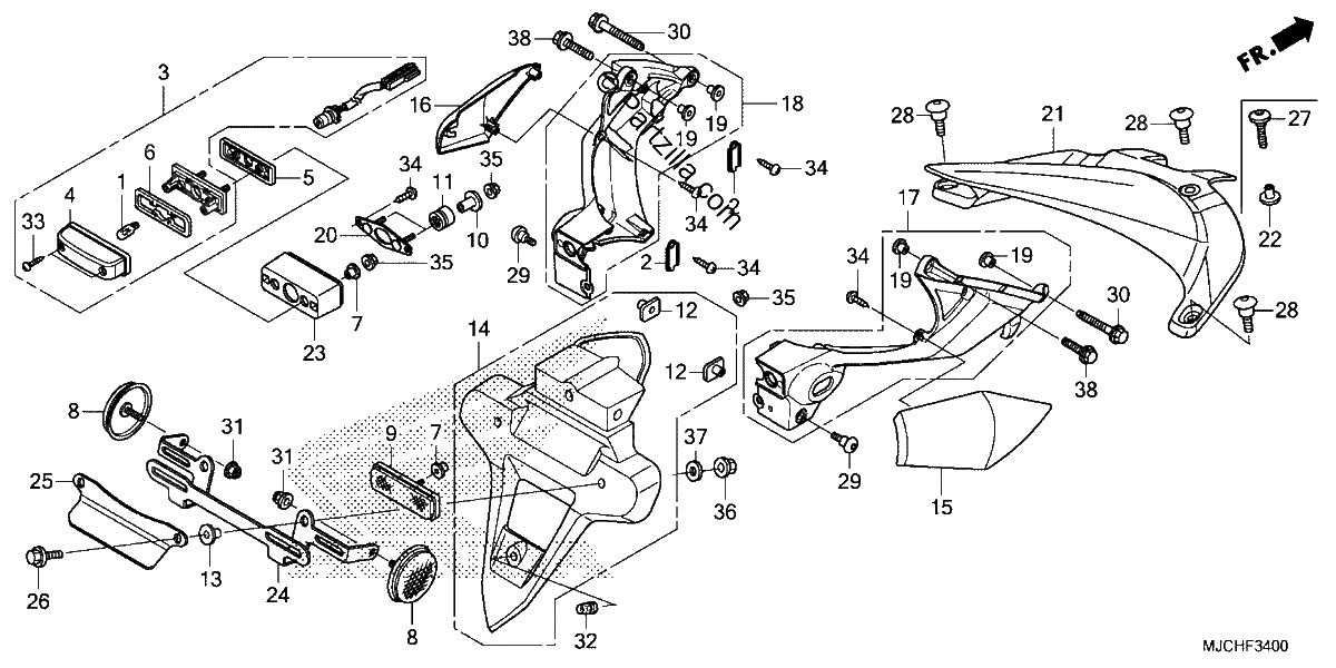 Diagrama de REAR FENDER LICENSE LIGHT