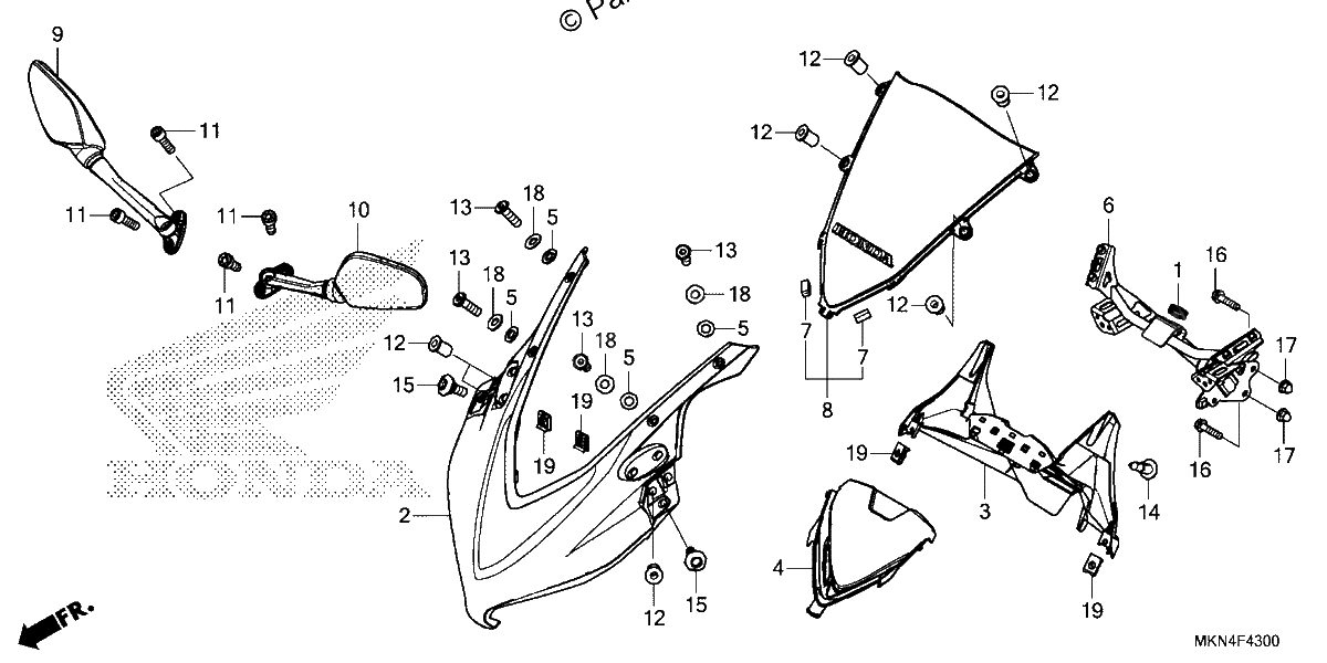 Diagrama de UPPER COWL