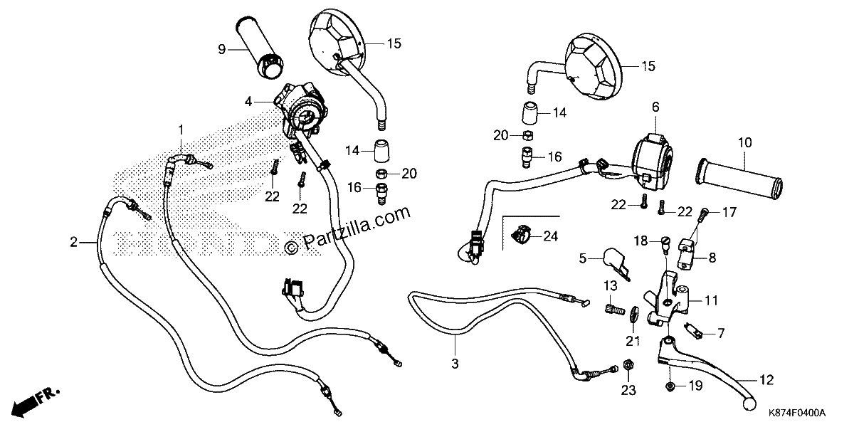Diagrama de HANDLE LEVER SWITCH CABLE MIRROR