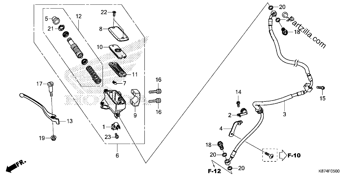 Diagrama de FRONT BRAKE MASTER CYLINDER 1