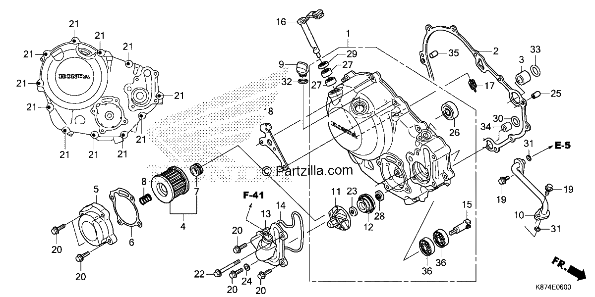 Diagrama de RIGHT CRANKCASE COVER