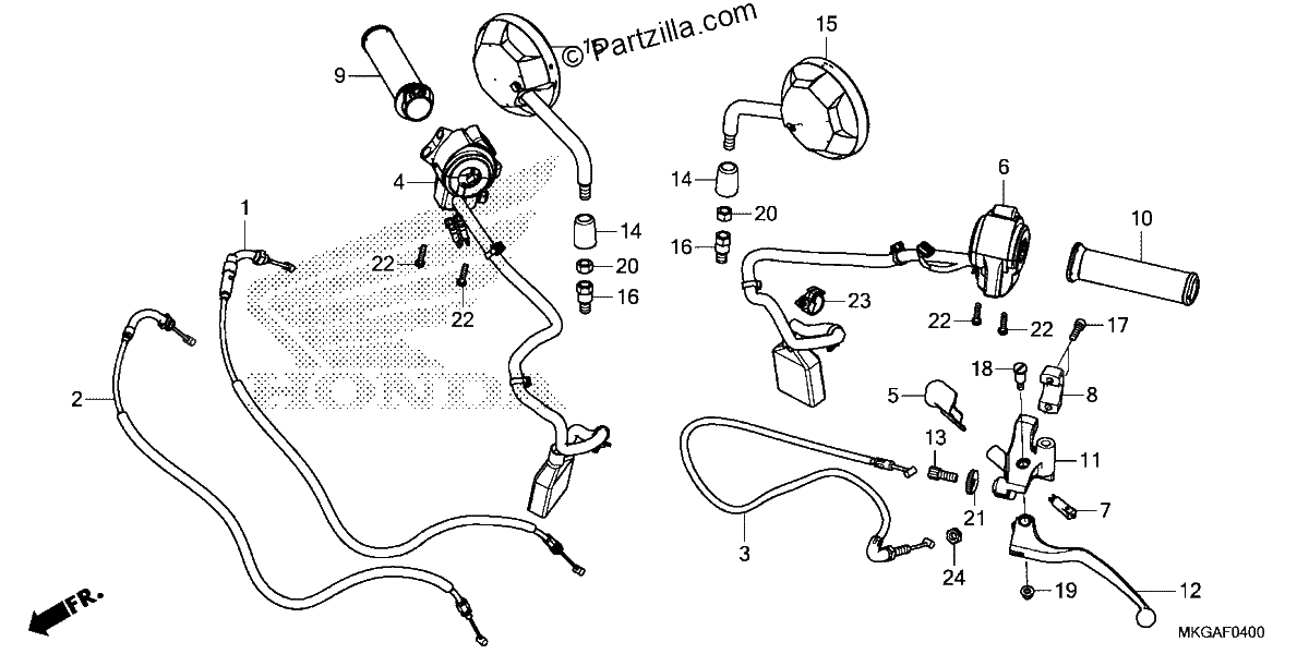 Diagrama de HANDLE LEVER SWITCH CABLE MIRROR