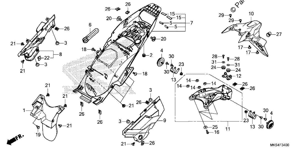 Diagrama de REAR FENDER 1