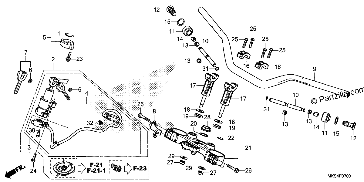 Diagrama de HANDLEBAR TOP BRIDGE
