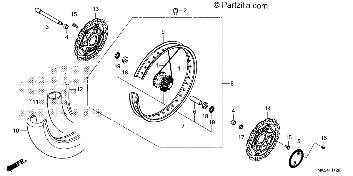 Diagrama de FRONT WHEEL 1