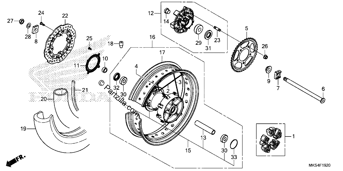 Diagrama de REAR WHEEL 1