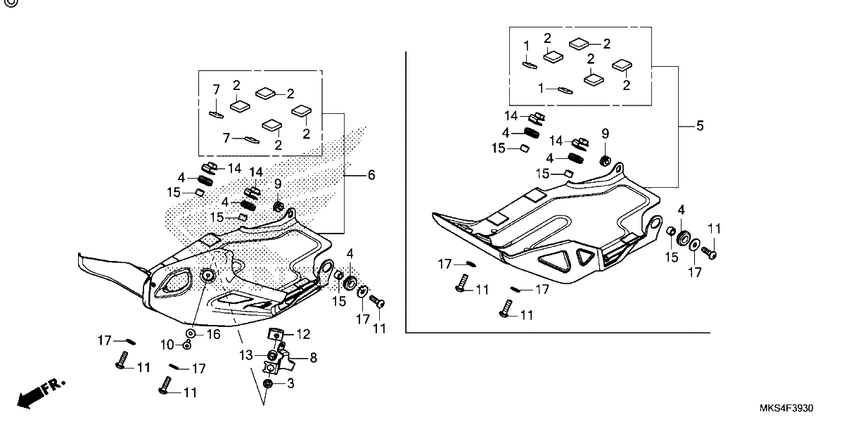 Diagrama de FRONT SIDE PIPE SKID PLATE