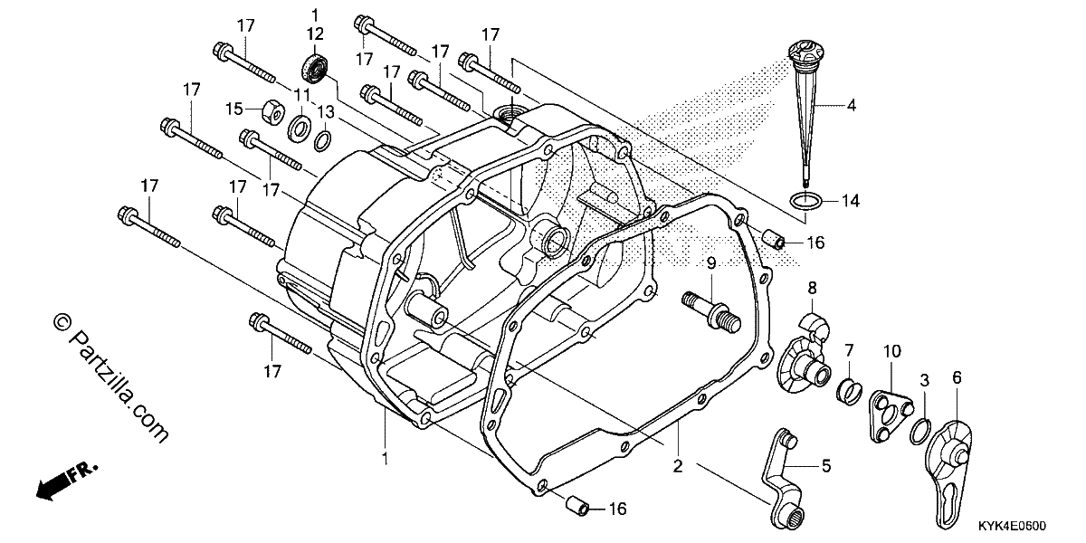 Diagrama de RIGHT CRANKCASE COVER