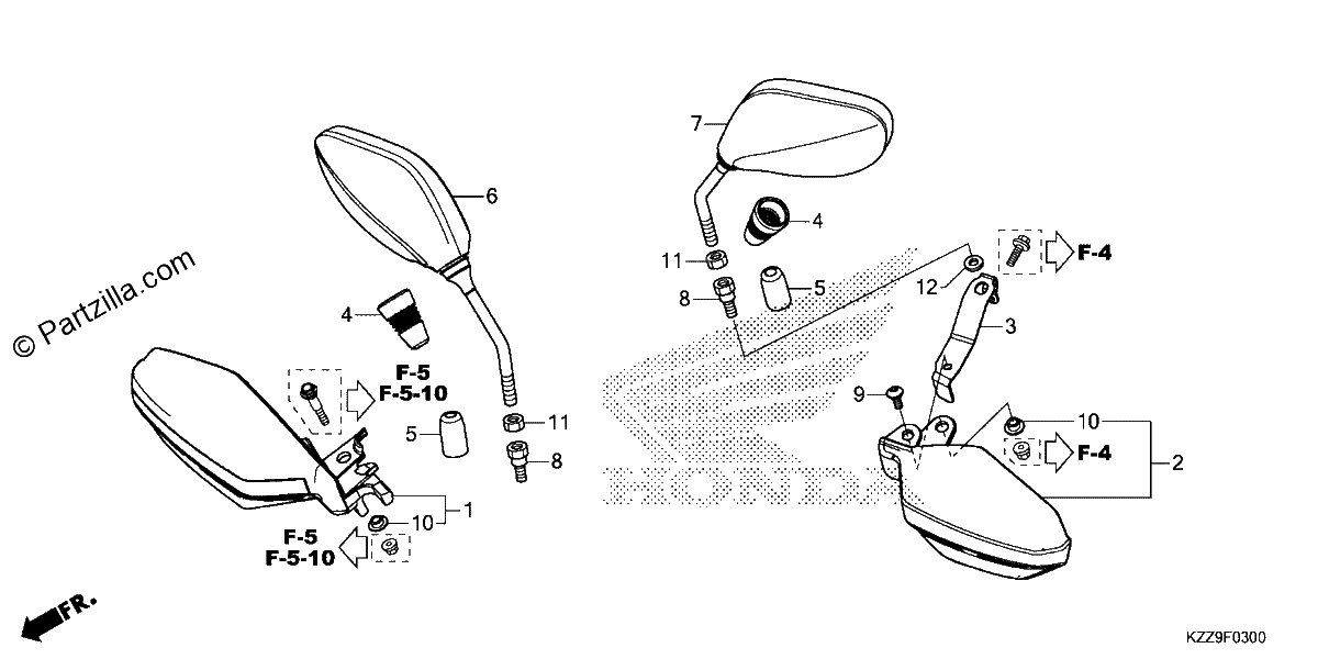Diagrama de MIRROR KNUCKLE GUARD