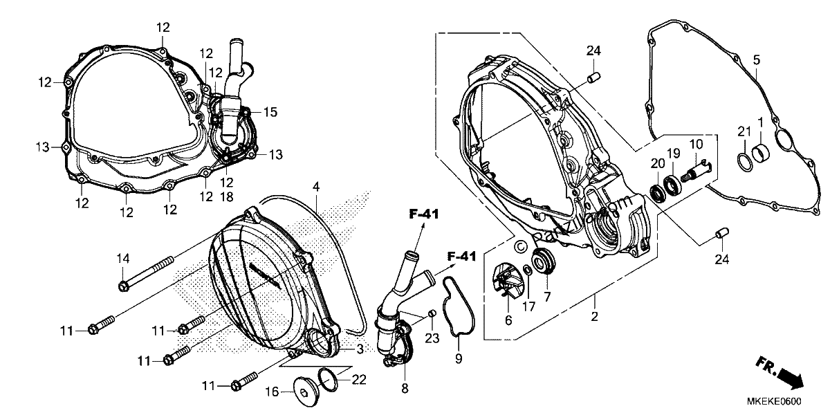 Diagrama de RIGHT CRANKCASE COVER WATER PUMP